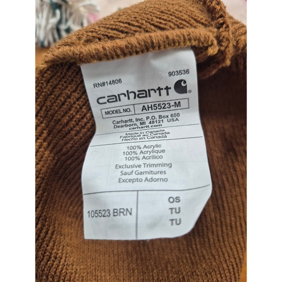 Beanie Hat Brown Black Acrylic Knit Mens OS - Picture 3 of 3